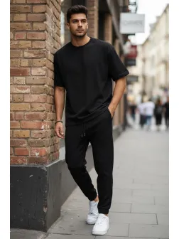 Pantaloni de trening cargo, negri, conici K013 O3-5.2